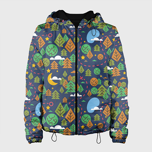 Женская куртка Ночной лес / 3D-Черный – фото 1