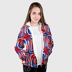 Куртка с капюшоном женская Красная маска абстракция, цвет: 3D-белый — фото 2