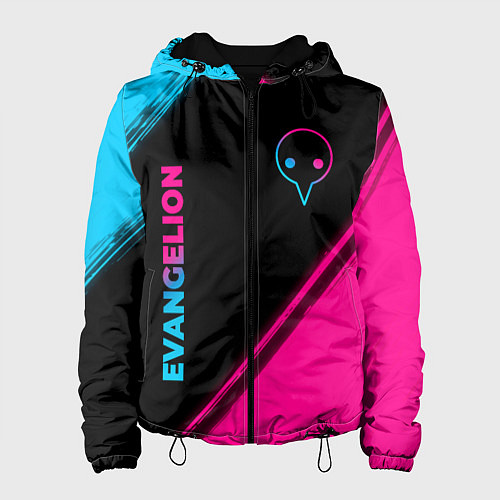 Женская куртка Evangelion - neon gradient: надпись, символ / 3D-Черный – фото 1