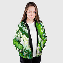 Куртка с капюшоном женская Зеленые штрихи, цвет: 3D-черный — фото 2
