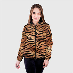 Куртка с капюшоном женская Полосатая шкура тигра, цвет: 3D-черный — фото 2