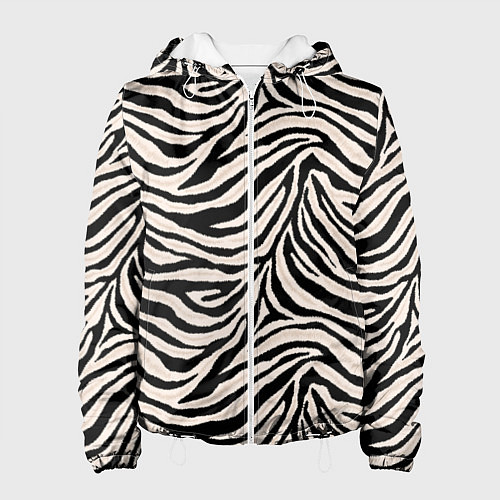 Женская куртка Полосатая шкура зебры, белого тигра / 3D-Белый – фото 1