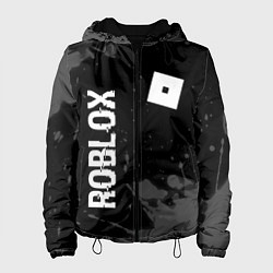 Женская куртка Roblox glitch на темном фоне: надпись, символ