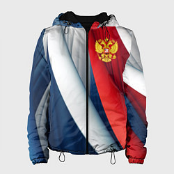 Куртка с капюшоном женская Герб России абстракция, цвет: 3D-черный