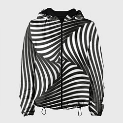 Куртка с капюшоном женская Оптическая иллюзия водоворот, цвет: 3D-черный