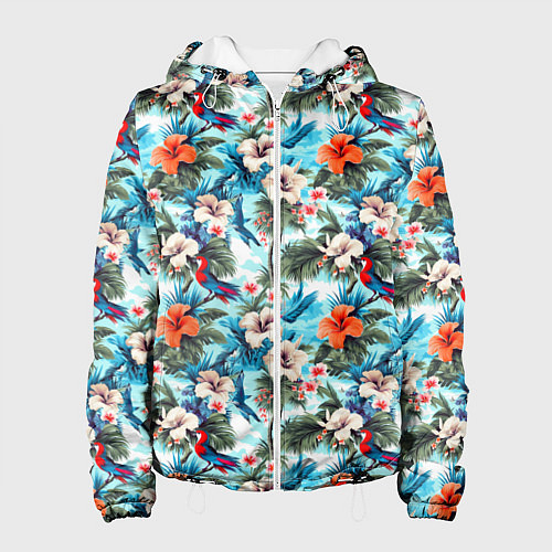 Женская куртка Белые и оранжевые цветочки / 3D-Белый – фото 1