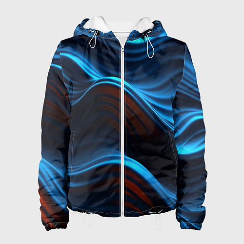 Женская куртка Синие волны абстракт / 3D-Белый – фото 1