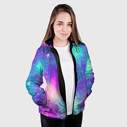 Куртка с капюшоном женская Яркий розово-голубой космос, цвет: 3D-черный — фото 2