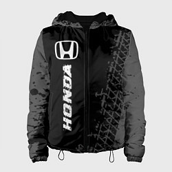 Куртка с капюшоном женская Honda speed на темном фоне со следами шин: по-верт, цвет: 3D-черный