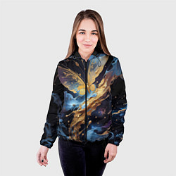 Куртка с капюшоном женская Бабочка краски узор, цвет: 3D-черный — фото 2