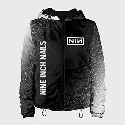 Куртка с капюшоном женская Nine Inch Nails glitch на темном фоне: надпись, си, цвет: 3D-черный