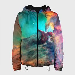 Куртка с капюшоном женская Аморфный цветастый космос, цвет: 3D-черный