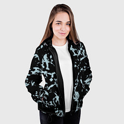 Куртка с капюшоном женская Абстракция черно-голубой, цвет: 3D-черный — фото 2