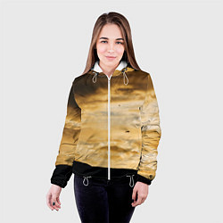 Куртка с капюшоном женская Предрассветное облачное небо, цвет: 3D-белый — фото 2