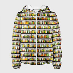 Куртка с капюшоном женская Бутылки с разным алкоголем, цвет: 3D-белый