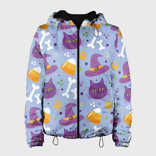 Женская куртка Кошачий хэллоуин / 3D-Черный – фото 1