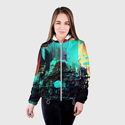 Куртка с капюшоном женская Городская радиоволна, цвет: 3D-белый — фото 2