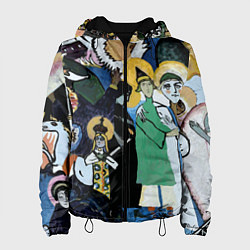 Куртка с капюшоном женская Кандинский картина символы святые, цвет: 3D-черный