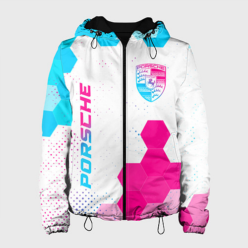 Женская куртка Porsche neon gradient style: надпись, символ / 3D-Черный – фото 1