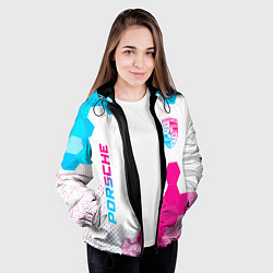 Куртка с капюшоном женская Porsche neon gradient style: надпись, символ, цвет: 3D-черный — фото 2