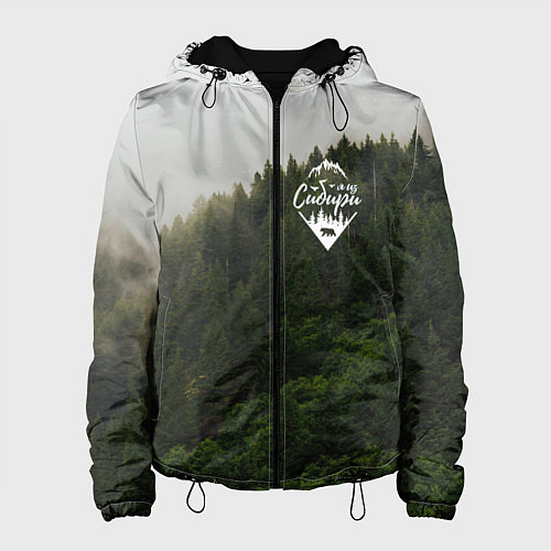 Женская куртка Я из Сибири на фоне леса / 3D-Черный – фото 1