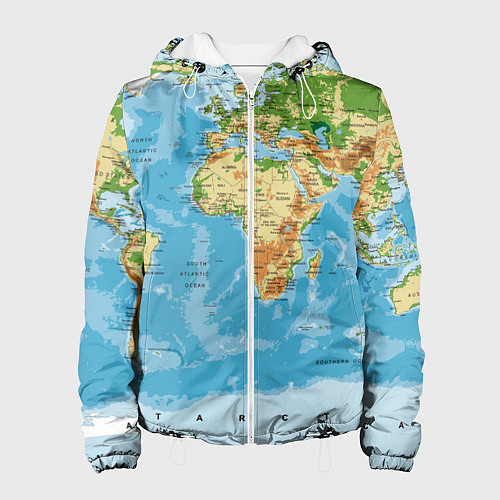 Женская куртка Атлас мира / 3D-Белый – фото 1