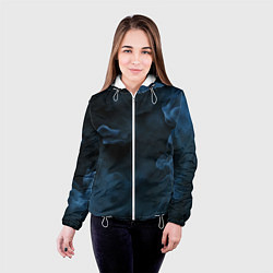 Куртка с капюшоном женская Синий туман текстура от нейросети, цвет: 3D-белый — фото 2