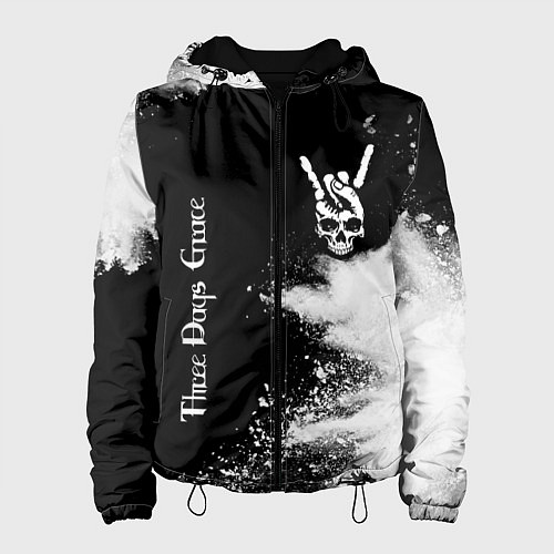 Женская куртка Three Days Grace и рок символ на темном фоне / 3D-Черный – фото 1