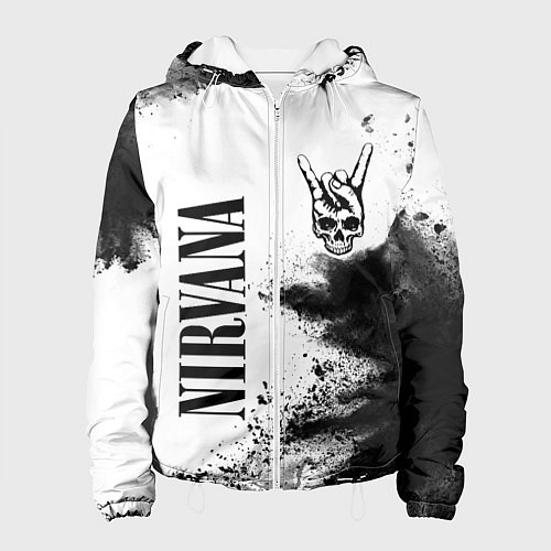 Женская куртка Nirvana и рок символ на светлом фоне / 3D-Белый – фото 1