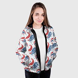 Куртка с капюшоном женская Русские узоры паттерн, цвет: 3D-черный — фото 2