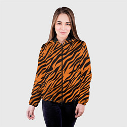 Куртка с капюшоном женская Полоски тигра - tiger, цвет: 3D-черный — фото 2