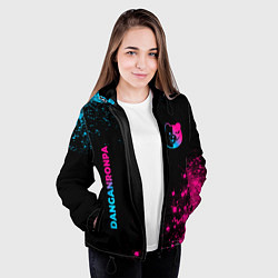 Куртка с капюшоном женская Danganronpa - neon gradient: надпись, символ, цвет: 3D-черный — фото 2
