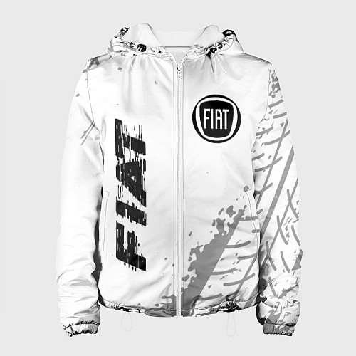 Женская куртка Fiat speed на светлом фоне со следами шин: надпись / 3D-Белый – фото 1