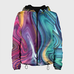 Куртка с капюшоном женская Красочные волны, цвет: 3D-черный