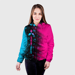 Куртка с капюшоном женская Mitsubishi - neon gradient: по-вертикали, цвет: 3D-черный — фото 2