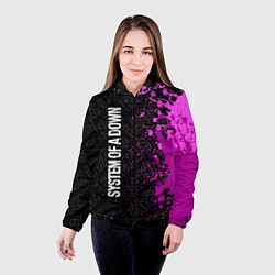 Куртка с капюшоном женская System of a Down rock legends: по-вертикали, цвет: 3D-черный — фото 2