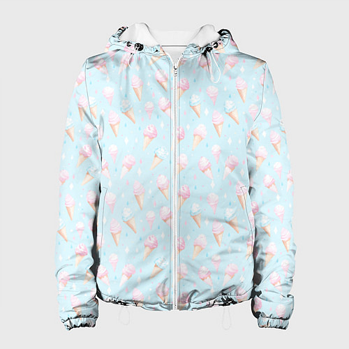 Женская куртка Цветное мороженое в пастельных цветах / 3D-Белый – фото 1
