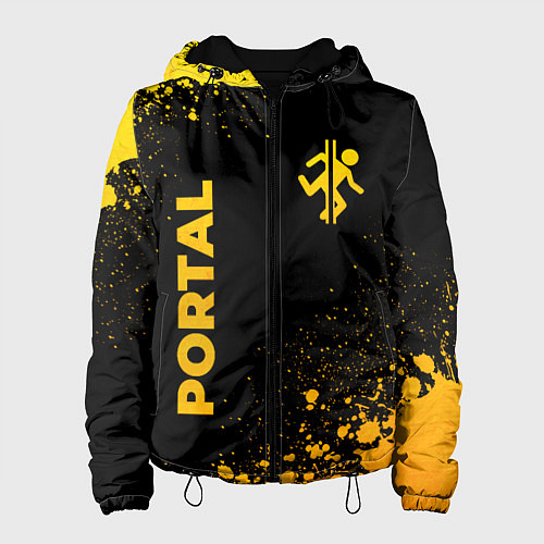 Женская куртка Portal - gold gradient: надпись, символ / 3D-Черный – фото 1