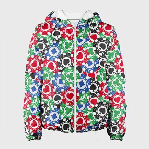 Женская куртка Фишки, Ставки, Покер / 3D-Белый – фото 1