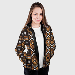 Куртка с капюшоном женская African узор, цвет: 3D-черный — фото 2