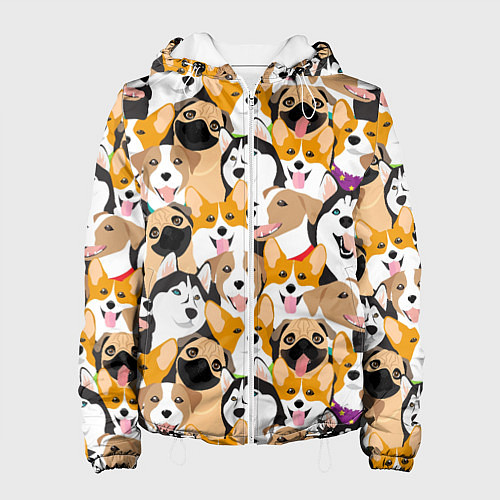 Женская куртка Хаски, Джек-рассел-терьер, Мопс, Корги / 3D-Белый – фото 1