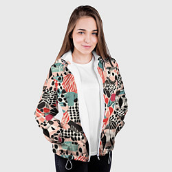 Куртка с капюшоном женская Узор Тропические джунгли, цвет: 3D-белый — фото 2