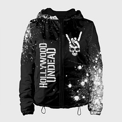Куртка с капюшоном женская Hollywood Undead и рок символ на темном фоне, цвет: 3D-черный
