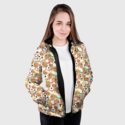 Куртка с капюшоном женская Джек рассел терьер в разноцветных ошейниках, цвет: 3D-черный — фото 2