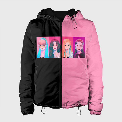 Женская куртка Группа Black pink на черно-розовом фоне / 3D-Черный – фото 1