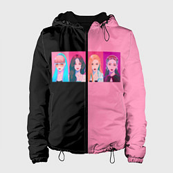Женская куртка Группа Black pink на черно-розовом фоне