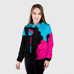 Куртка с капюшоном женская League of Legends - neon gradient: по-вертикали, цвет: 3D-черный — фото 2