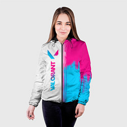 Куртка с капюшоном женская Valorant neon gradient style: по-вертикали, цвет: 3D-черный — фото 2