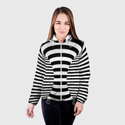 Куртка с капюшоном женская Черно-белая иллюзия, цвет: 3D-белый — фото 2