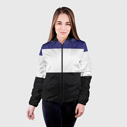 Куртка с капюшоном женская Три цветных полосы, цвет: 3D-черный — фото 2